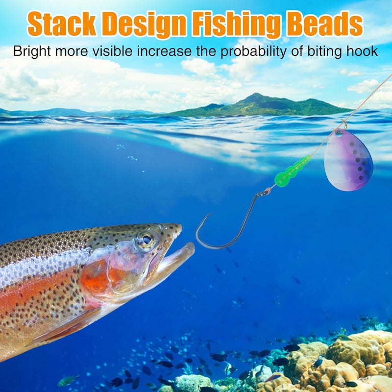 SILANON Stacked Fishing Beads,200pcs Plastic Fishing Lure Beads Tackle Trout Beads Tapered Bead Fishing Lure Making Supplies for Walleye Rig Inline Spinner Rig Saltwater Freshwater - Image 5